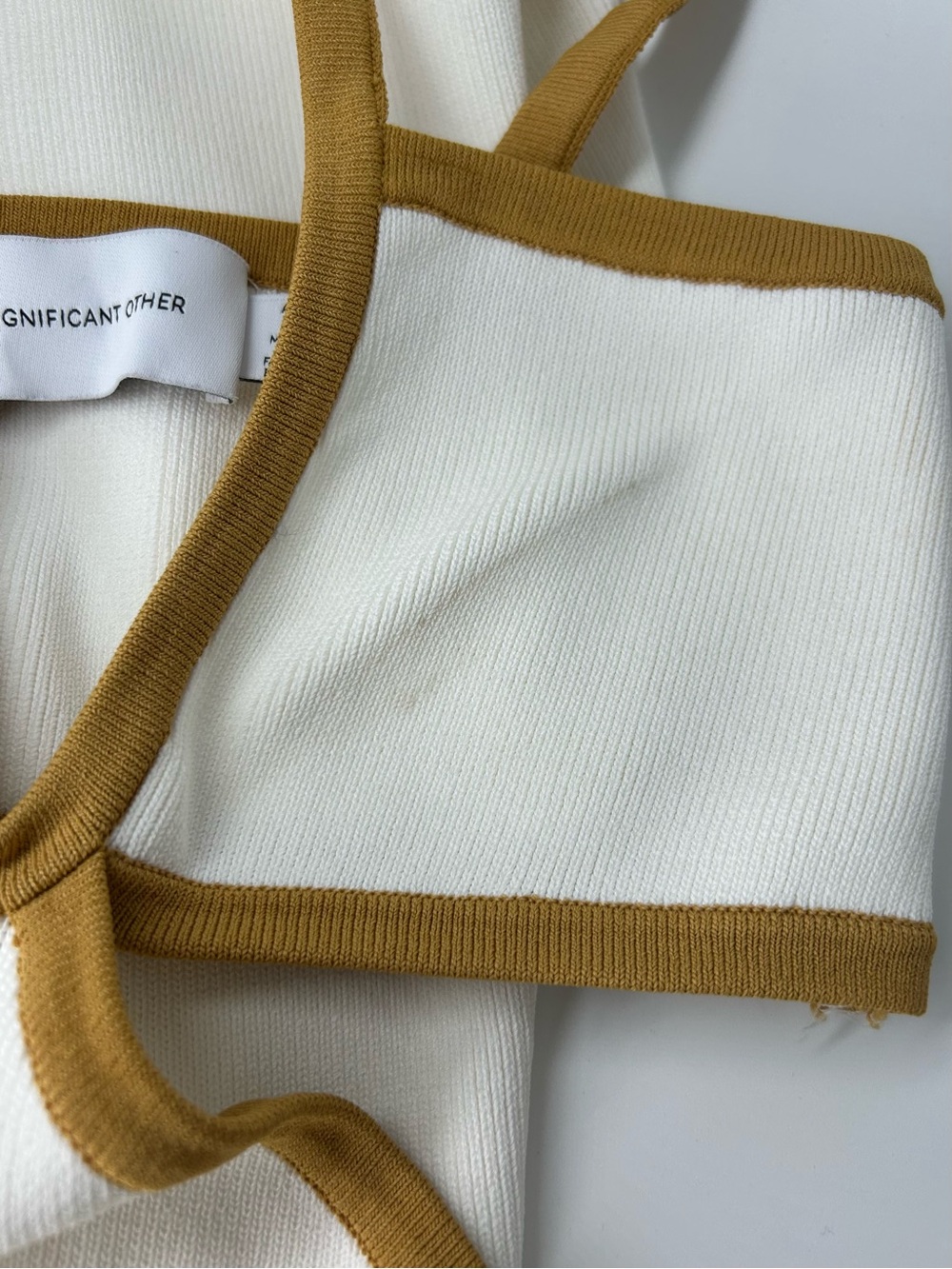 Significant Other Cream Midi Dress with Tan Accent and Cutout Waist - Picture 7 of 9